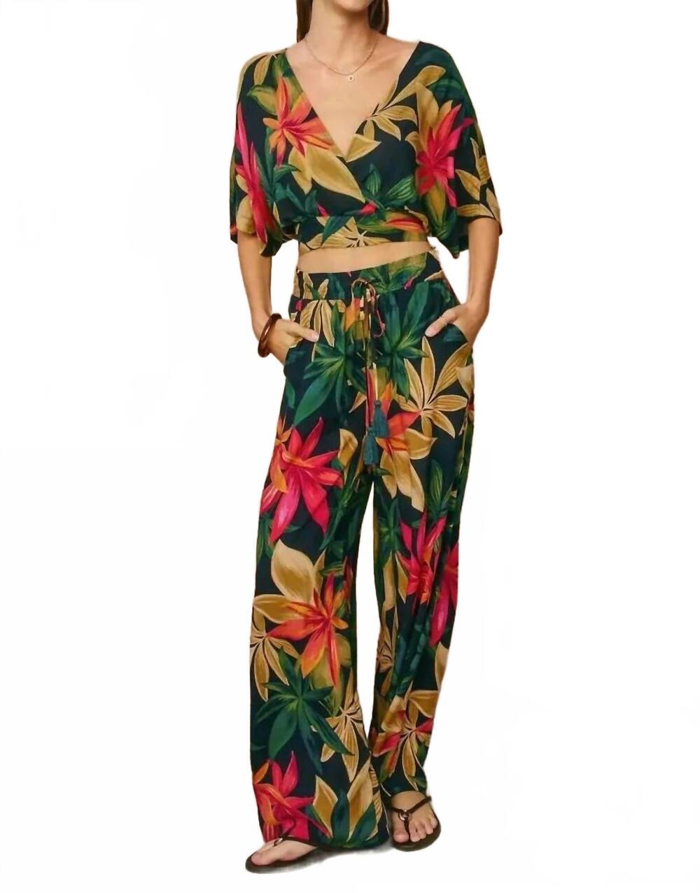 NEW DRESS FORUM cabo dreams wide leg pants in tropical print
